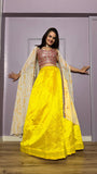 Classic Kasturi Slub Silk Yellow Color Designer Lehenga Choli With Koti