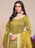 Mesmerizing Mustard Crush Embroidered Work Palazzo Suit - women's fashion mart