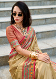 Royal Golden Banarasi Tissue Silk Saree with Contrast Border