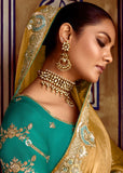 Bright Golden Heavy Embroidered Designer Silk Saree