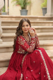 Amazing Festive Wear Faux Georgette Sequins Worked Gown - women's fashion mart