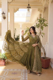 Stunning Designer Embroidered Work Gown With Dupatta Set - women's fashion mart