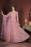 Peach Thread Embroidery With Zarkan Work Gown - women's fashion mart