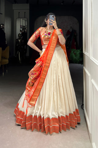 Paithani Jacquard Silk Lehenga Choli Set With Zari Weaving & Tassel Dupatta – Festive Special