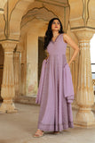 Ethereal Lilac Georgette Anarkali With Intricate Geometric Embroidery