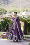 Jacquard With Sequins Embroidered Work Gown & Dupatta Set - women's fashion mart