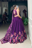 Floral Print Foil Work Silk Lehenga Choli - women's fashion mart