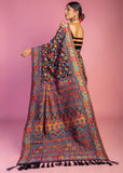 Classic Black Woven Kashmiri Jamewar Silk Saree