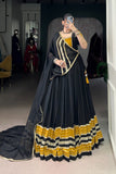 Black Beautiful Pure Rayon Original Mirror Work Stunning Navratri Lehenga Choli