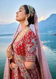 Bridal Red Heavy Embroidered Designer Lehenga