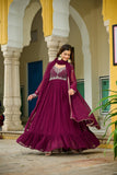 Wine Bloom Elegance The Royal Beaded Designer Gown