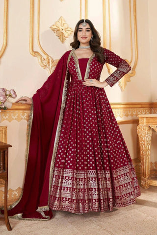 Red Georgette Anarkali Gown -WOMEN FASHION M women's fashion mart