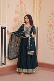 Embroidered Zari Sequins Work Festival Special Gown With Dupatta