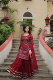 Georgette Sequins Thread Embroidered Work Women Suit Set - women's fashion mart