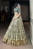 Handcrafted Tasar Silk Printed With Viscose Border Lehenga Choli