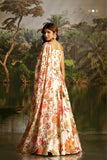 Off White Handwork Designer Corset Lehenga Set With Floral Prints