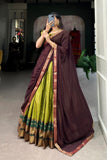 Elegant Traditional Zari Border Lehengas with Contrasting Dupattas Perfect for Festive & Wedding Occasions - women's fashion mart