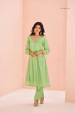 Premium Green Chinon Handwork Kurta Set for Festive & Wedding Wear