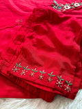 Designer Red Embroidered kurta bottom  with dupatta  women's fashion mart