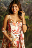 Off White Handwork Designer Corset Lehenga Set With Floral Prints