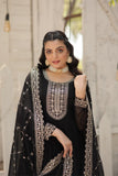 Designer Sequins Embroidered Work Stylish Gown With Dupatta Set