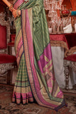 Gorgeous Greenish Yellow Kanjivaram and Patola Printed Silk Saree - women's fashion mart