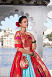 Jacquard Silk Designer Weaving Zari Work Paithani Lehenga Set