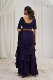 Midnight Bloom Luxury Organza Saree