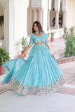 Gold Crush Embroidered Lehenga Set With Peplum Blouse And Heavy Sequins Dupatta