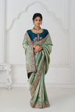 Green Luxury Wedding Saree With Multi-Thread Bead Embroidery & Sequin Work