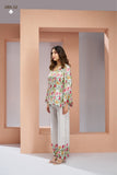 White Pure Muslin Silk Floral Co-Ord Set for Women