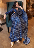 Ultramarine Blue Patola Printed Satin Crepe Silk Saree