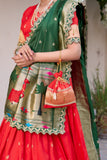 Traditional Paithani Jacquard Sik Lehenga Set For Wedding