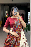 Kalamkari Print With Foil Work Lehenga Choli