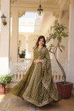 Stunning Designer Embroidered Work Gown With Dupatta Set - women's fashion mart