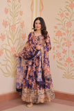 Elegance Digital Printed Embroidered Work Beautifully Gown With Dupatta