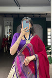 Tasar Silk Tie Dye Lehenga Set With Printed Dupatta And Chex Blouse