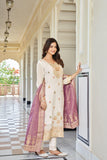 White Jacquard Mina Work Pure Viscose Muslin Cotton Kurta Set -WOMEN FASHION XS women's fashion mart