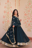 Embroidered Zari Sequins Work Festival Special Gown With Dupatta