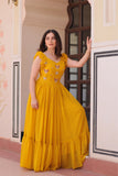Stunning Sequins Multi Tread Beads Embroidered Work Women Gown