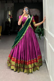Elegant Traditional Zari Border Lehengas with Contrasting Dupattas Perfect for Festive & Wedding Occasions - women's fashion mart