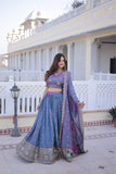 Designer Zari Sequins Embroidered Lehenga Choli Set With Dupatta