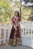 Stunning Premium Dark Maroon Anarkali Set - women's fashion mart