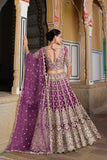 Dusty Lavender Embroidered Net Bridal Lehenga Choli - women's fashion mart