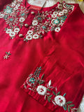 Designer Red Embroidered kurta bottom  with dupatta  women's fashion mart