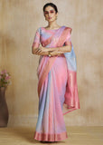Sweet Pink Woven Soft Silk Saree With Digital Printed