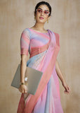 Sweet Pink Woven Soft Silk Saree With Digital Printed