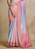 Sweet Pink Woven Soft Silk Saree With Digital Printed