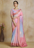 Sweet Pink Woven Soft Silk Saree With Digital Printed
