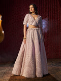 Glorious Lilac Silk Heavy Embroidered Bridal Lehenga Choli - women's fashion mart